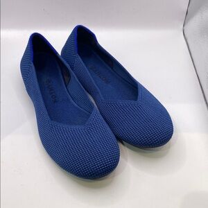 Rothy’s Blue Knit Flats Almond Toe Women’s Size 8.5 Washable Slip On Shoes Flats
